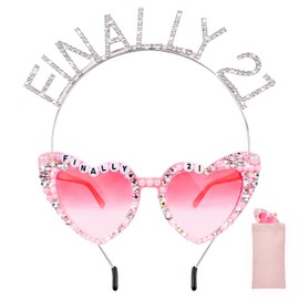 Lingdeer Finally 21 Birthday Sunglasses with Crown, 21st Birthday Gifts Decorations for Women, Birthday Glasses Headband Tiara