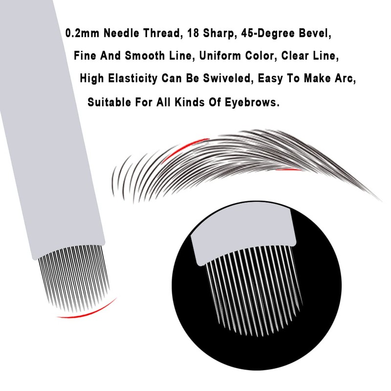 30Pcs Disposable Eyebrow Microblading Needles,Lip Tattooing Microblades Permanent Makeup Blades