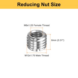 sourcing map 10pcs Thread Repair Inserts M12 x 1.75 Male to M8 x 1.25 Female Thread 8mm Long Stainless Steel Reducing Nuts Metric Self Tapping Sleeves Threaded Reducer Industrial Fasteners