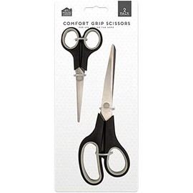 Stainless Steel Scissors in Assorted Sizes, Pack of 2 - Comfort Grip Handles, Ideal for Home Use