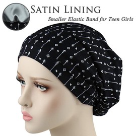 Alnorm Girls Satin Lined Turban Slumber Cap Slouchy Skull Hat Cotton Bonnet