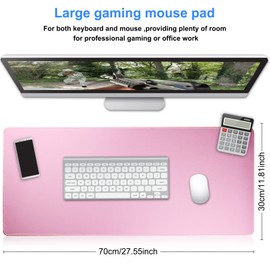Hosimoln - Alfombrilla de Mouse para Juegos, tamaño Grande de 27,5 x 11,8 Pulgadas, Grosor de 0,12 Pulgadas, Antideslizante e Impermeable con Textura Premium con Bordes cosidos para Juegos, Oficina y
