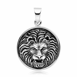 MATERIA by Matthias Wagner KA-112 Lion Head Pendant 925 Silver Men's Jewellery, Silver