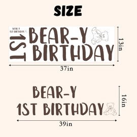 Capiont Beary 1st Birthday Decorations Decal Sign - Bear Backdrop Brown Balloons Decal for Boys Beary First Birthday Party Supplies