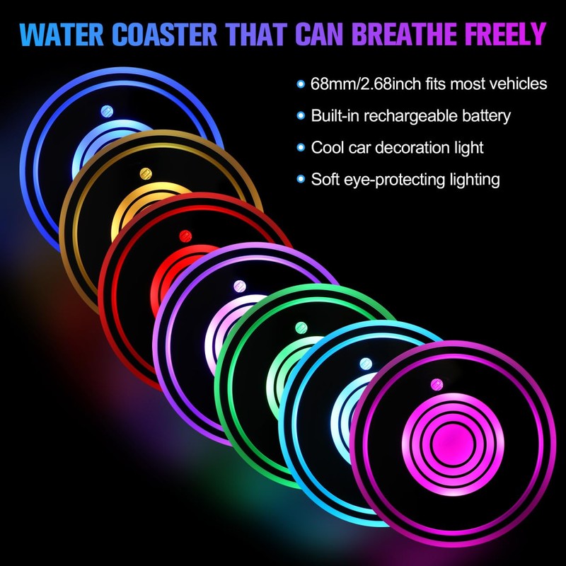 ledmomo Coaster for Car, LED Coaster LED Drink Holder, Car