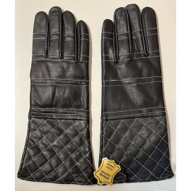 Unbranded Quilted Padded Fencing Long Arm Cuff Leather Medieval Gloves - XL