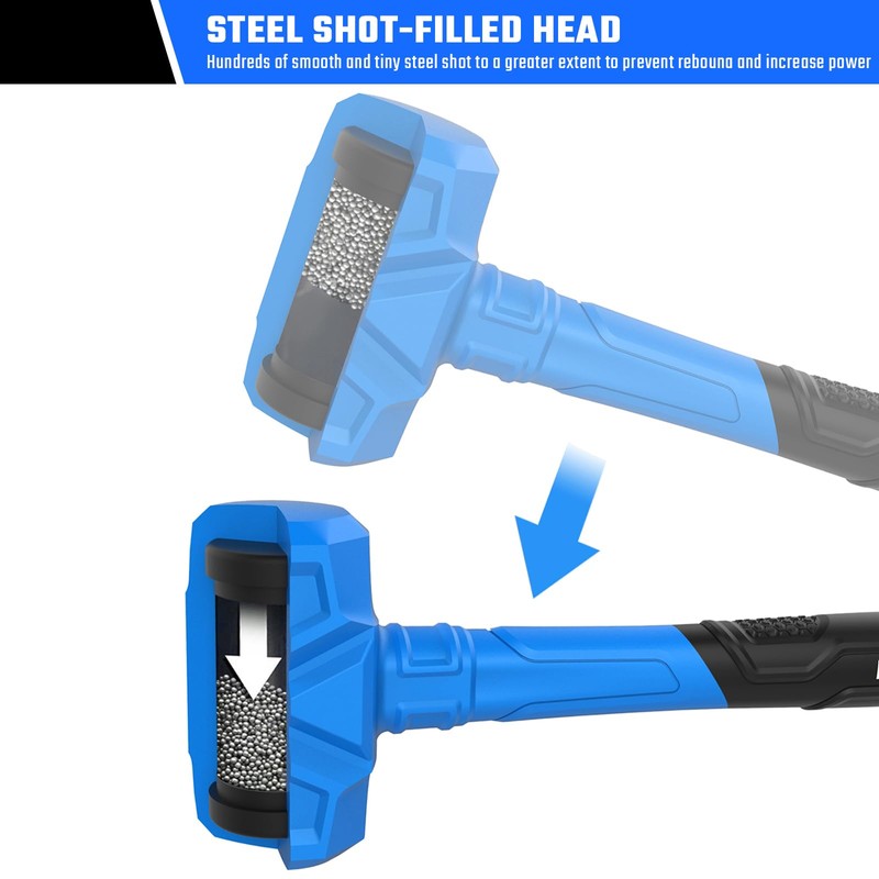 REAL STEEL Dead Blow Hammer 28 Oz Rubber Mallet Non-Marring