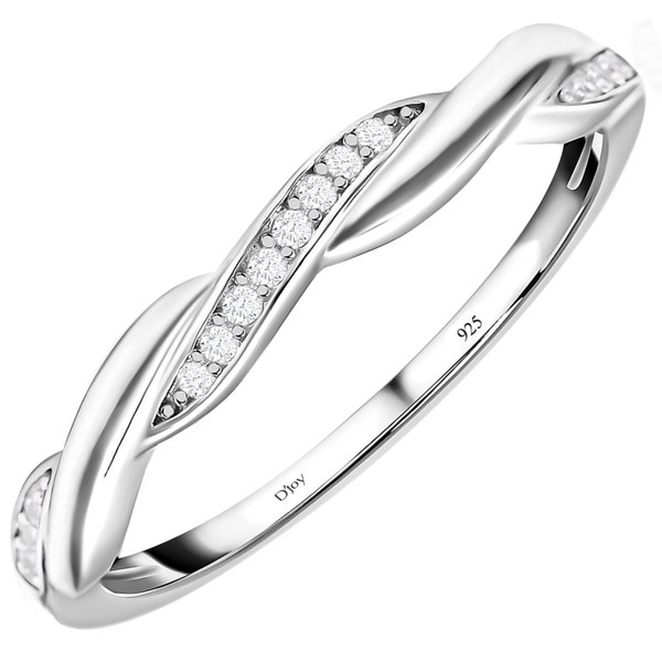 TJC White Cubic Zirconia CZ Crossover Ring for Women in