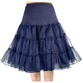 Modeway 1950s Vintage Knee Length Crinoline Petticoats For Women Tulle Skirts For Under Dresses Clothing Navy,S