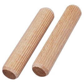 SKIR'CO (100 pcs) Wooden Dowels 6 x 20 mm, Grooved Wood Plugs, Ribbed Pins for Furniture, Grooved Dowels