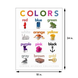Gerard Aflague Collection Educational Preschool Kindergarten Posters Set – Includes Numbers Alphabet Colors and Shapes for Nursery Homeschool Classroom - 18 x 24 Inch Large Size (4 Pieces)