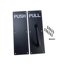 Fenteer Stainless Steel Door Handles Heavy Duty Sturdy Wear Resistant Door Pull Push Plates Pull Push Handles for Restaurants Home, Push Pull Black