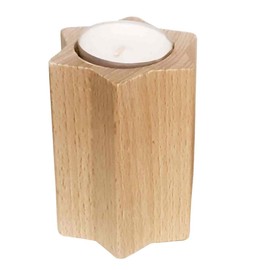 Hess Holzspielzeug 40029 Tea Light Holder in Star Shape, Wood, Natural, Approx. 9 cm, Decoration for Special Occasions from the Ore Mountains