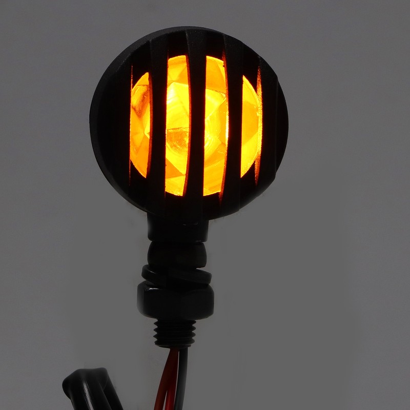 Pair Motorcycle Turn Signal Light with Grill Cover 3 Wires