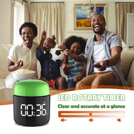 Table Twist Timer, Large LED Display Stopwatch, Silent & Loud Alarm, 199 Minute Countdown & Up, Vintage Night Light, for Kitchen Cooking Meeting Teacher Classroom Office Yoga Fitness Games (Green)