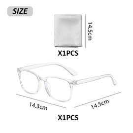 CWPFVQA 1 x Clear Flat Glasses, 1 x Glasses Cloth, Clear Anti-Blue Light Glasses, Square Glasses, Unisex Glasses, Transparent colour