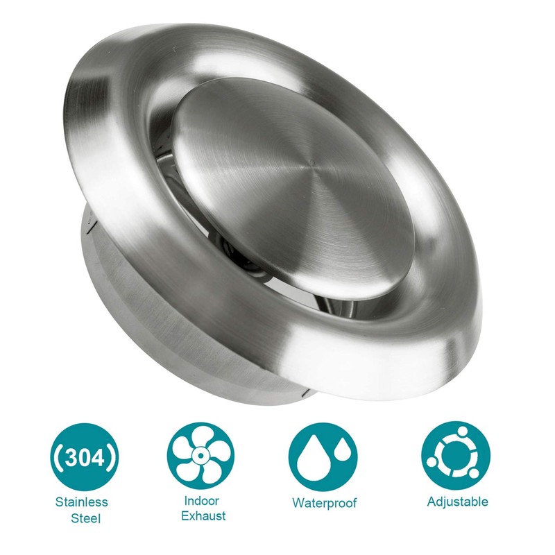 HG Power Adjustable Air Vent 100mm Ventilation Grille Cover Stainless
