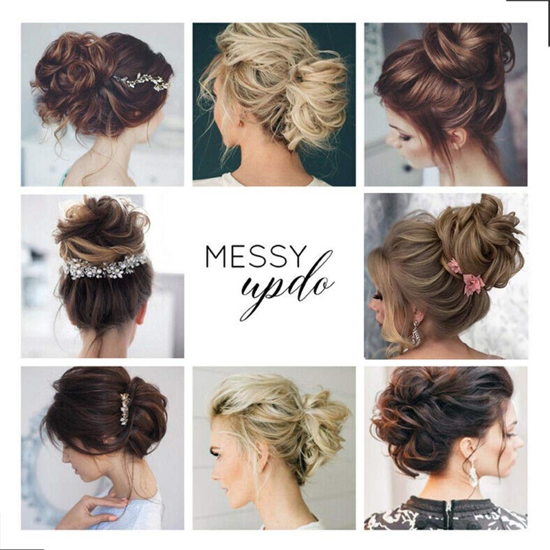 Silk-co Curly Hair Bun Extensions Real Remy Human Hair Messy