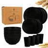 Mtgluk Wheat Straw Dinnerware Set for 4, Plastic Plates, Bowls,