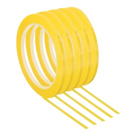 PATIKIL 5 Pack Whiteboard Tape, 4mm 3/32" Width Art Tape Dry Erase Board Pinstripe Thin Tape for Graphic Chart Grid Drafting Electrical Marking, Dark Yellow