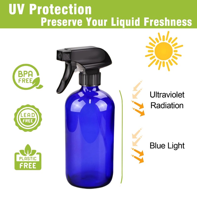 HAOERMEI 16oz Glass Spray Bottles,2-Pack Refillable Empty Spray Bottl for