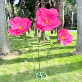 5.9 Ft Large Paper Artificial Flowers,Giant Flowers for Decoration,Standing Huge Handcrafted Poppy Flowers for Garden,Hotel,Office,Photography Props,Wedding,Art Gallery,Shop Window Display(Rose)