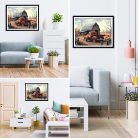 MXJSUA DIY 5D Diamond Painting Kits for Adults, Barn and Truck Diamond Art Painting Full Drill Crystal Rhinestone Embroidery Craft Kits for Home Wall Decor Gifts, 12x16inch