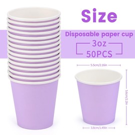 Mnuizu 50 Pack 3 Oz Paper Cups,Disposable Bathroom Cups,Mouthwash Cups,Espresso Cups,Small Paper Cups Ideal for Bathroom,Party,Picnic Etc (Purple)