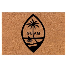 Welcome Doormat Coco Coir Door Mat Gift Guam Crest (24" x 16")