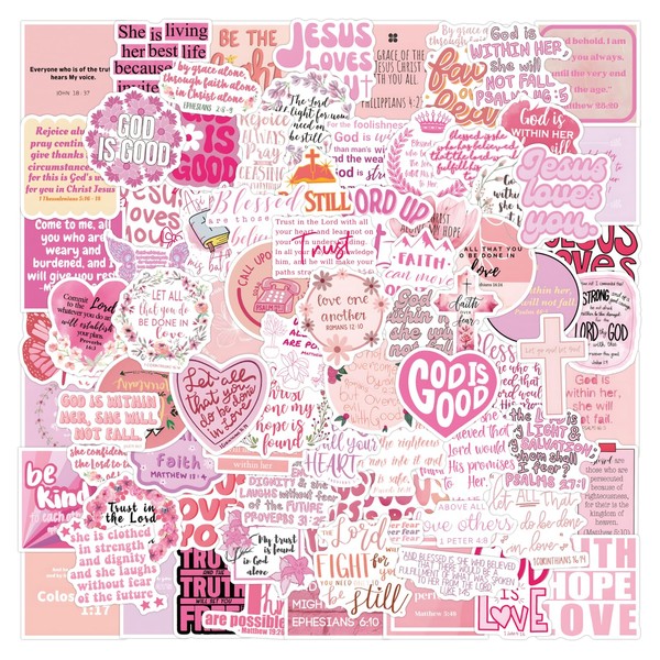 109 PCS Bible Verse Stickers Pink Christian Stickers Faith Stickers