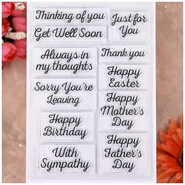 KWELLAM Words Happy Mother's Day Father's Day Thinking of You Get Well Soon Happy Birthday with Sympathy Clear Stamps for Card Making Decoration and DIY Scrapbooking