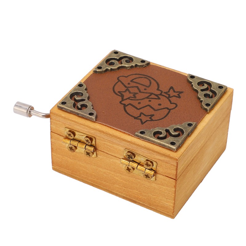 Hand Cranked Music Box Mini Portable Gemini Pattern Retro Style