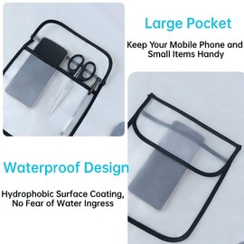 DREAMENGIC 2PCS Waterproof Transparent Apron With Pockets, Kitchen Work Apron with Hand Wipe for Men Women Washing (White)