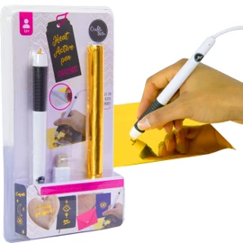 Crafts&Co® Hot Foil Pen | Foil Quill with USB Hot Pen with Fine Tip 1.5 mm | Heat-Activated Pen Including Heat-Activated Gold Foil | Starter Pack for Freestyle Foil Embossing - White
