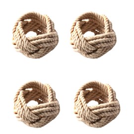 CosyAurora Jute Rope Napkin Rings Rattan Braided Handwoven Natural Napkin Loops Table Decoration for Dinner Party (Set of 4)