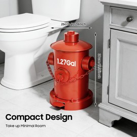 WUSILILU Retro Hydrant Trash Can,Fire Hydrant Metal Pedal Trash Can w/Inner Bucket & Lid,Indoor Outdoor Waste Bin for Park Garden Kitchen Garbage(Red)