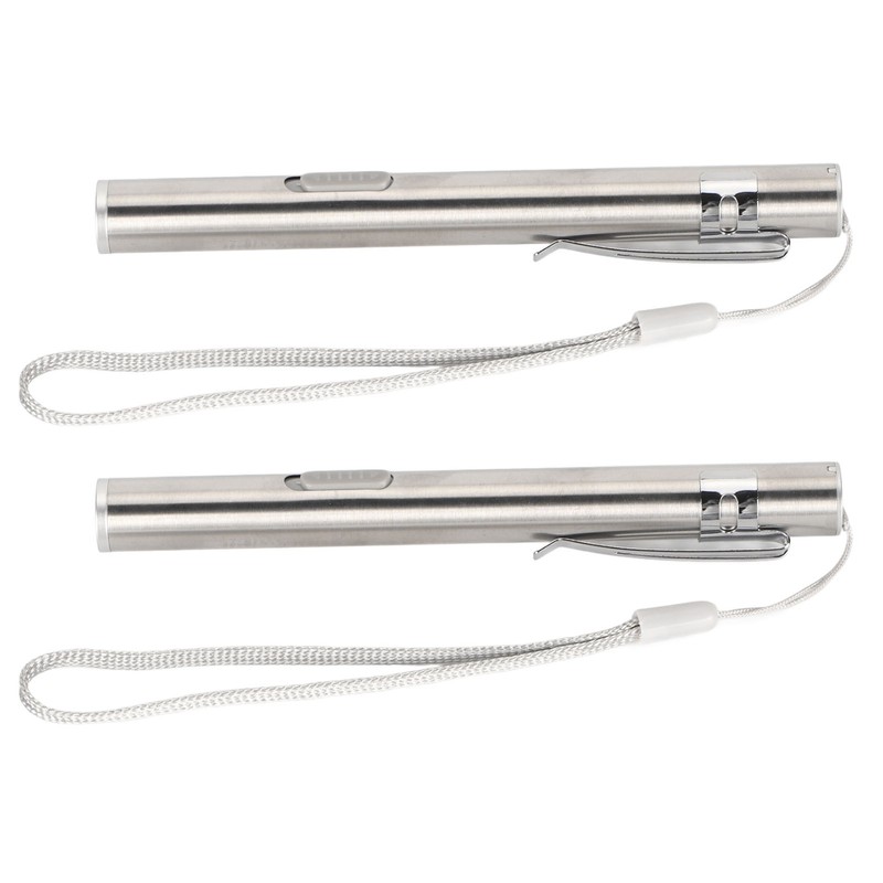 2Pcs Mini Flashlight Pocket Clip Stainless Steel ABS Rechargeable 600mAh