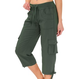 MoFiz Womens Hiking Cargo Shorts Dry Fit Stretch Athletic Shorts with Pockets Army Green