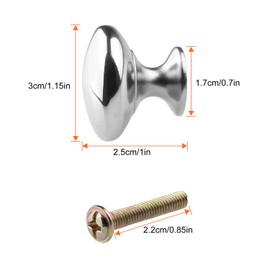 ASelected 20Pcs Cabinet Knob 30MM Polished Chrome Kitchen Cupboard Door Knobs - Silver Round Mushroom Door Handles for Cabinet Wardrobe Drawer Cupboards Bedroom Bathroom Furniture