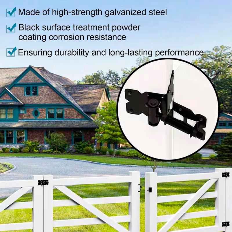 Self Locking Gate Latch and Gate Hinges Set Heavy Duty