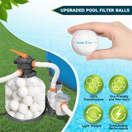 YAZ&OUZ 1.77 Lbs Pool Filter Balls for Sand Filter, Reusable Eco-Friendly Sand Filter Balls (Equals 30lbs Pool Filter Sand), Pool Filter Media Balls with Wash Bag, Filter Balls for Swimming Pools