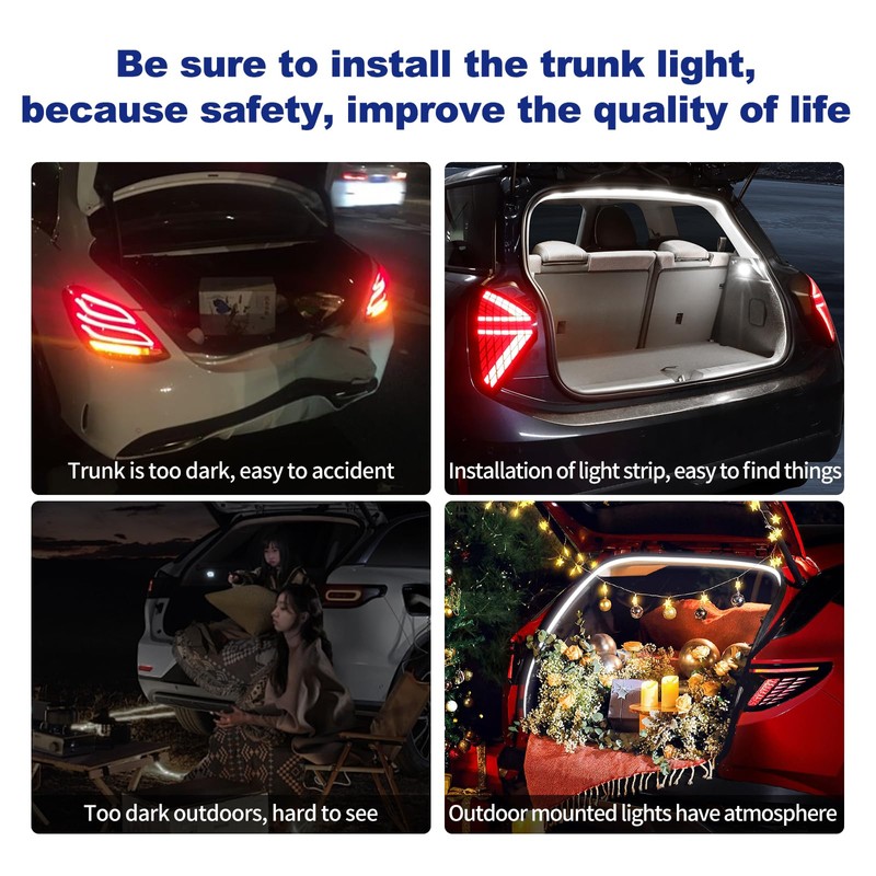 JUPIZEUS Cuttable Universal Fit LED Rear Trunk Cargo Light Interior