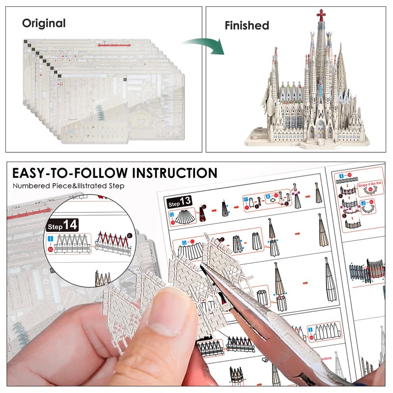 Piececool 3D Puzzles for Adults, La Sagrada Família Metal Model