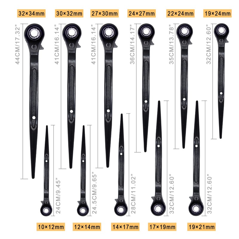 Ratchet Podger Spanner Straight Scaffold Spanner Tool Chrome Ratchet Wrench