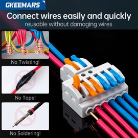 GKEEMARS 65 Pcs Compact Splicing Wire Connectors Assortment Pack, Quick Wiring Connector for AWG 28-12