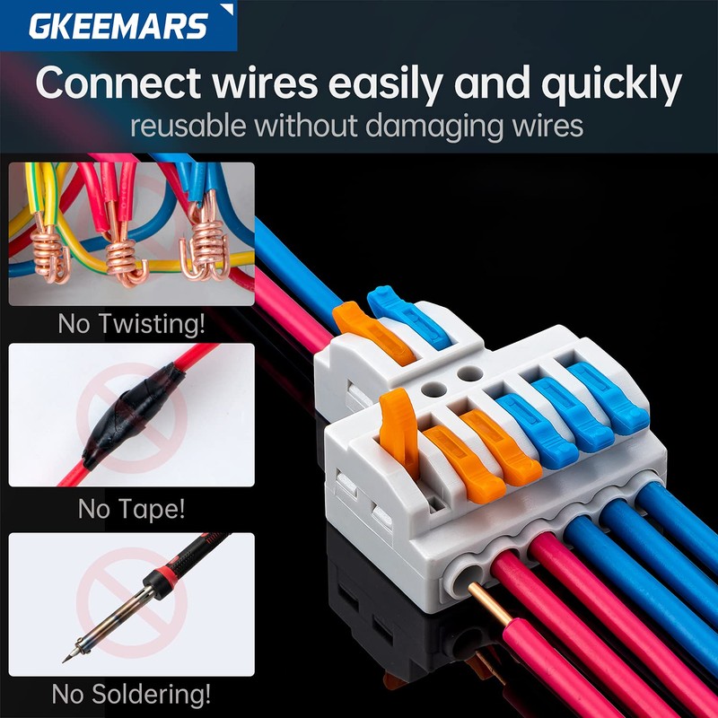 GKEEMARS 65 Pcs Compact Splicing Wire Connectors Assortment Pack, Quick