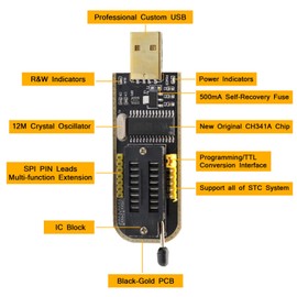 APKLVSR SOIC8 SOP8 Test Clip for EEPROM 25CXX / 24CXX, BIOS USB Programmer CH341A + SOIC8 Clip + 1.8 V Adapter + SOIC8 Adapter for 24 25 Series Flash