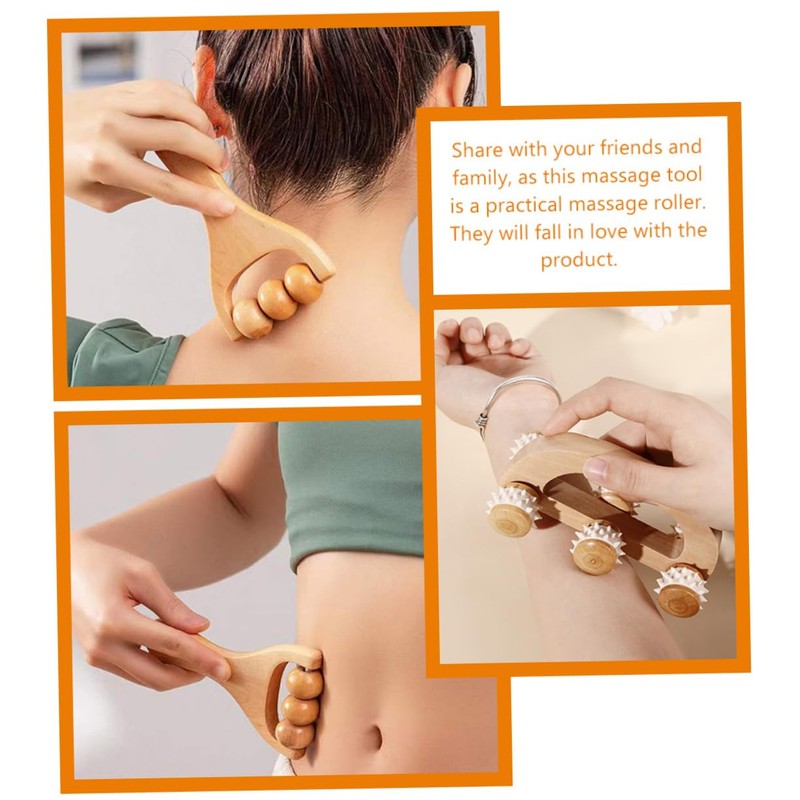 TOVINANNA 3sets Handheld Massage Roller for Back Wood Massager Stick