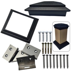 Deck Post Base-Inner Size4x4inch Wood Post Skirt,Newel Post Mounting Kit,Column Bottom Cover Cap Used for Porch Fence Deck and Stair Railings Black