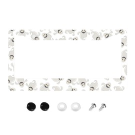 GUWEI License Plate Frames Playful Lighthearted Pattern of Cartoonish Ghosts License Plate Holder Car Tag Cover Frame Accessory Decor with 2 Holes Screws for Men Women 6.3x12.3 Inch(KC-35)